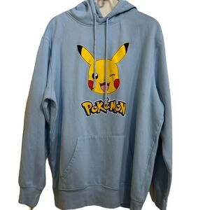 Pokemon Pikachu Hoodie Light Blue XL Pullover Graphic‎ Hooded Sweatshirt